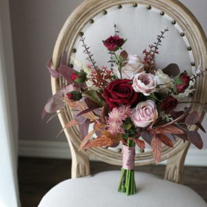 Dark Red Autumn Colour Silk Flower bouquet