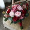 Dark Red & Pink Rose Silk Flower Bouquet