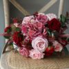 Dark Red & Pink Rose Silk Flower Bouquet - Image 8