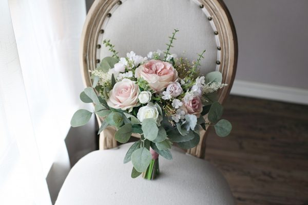 Elegant Rustic Pink Forest Silk Flowers Bouquet