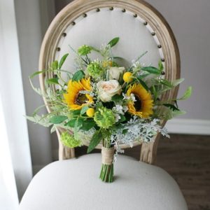 Forest Yellow-green Sunflower Silk Bridal Bouquet