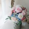 Light Blue Pink Roses Silk Flower Bouquet - Image 9