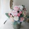 Light Blue Pink Roses Silk Flower Bouquet - Image 8