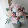 Light Blue Pink Roses Silk Flower Bouquet - Image 7