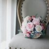 Light Blue Pink Roses Silk Flower Bouquet - Image 2