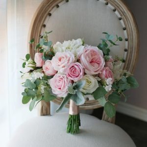 Light Pink & White Rose Wedding Silk Flower Bouquet