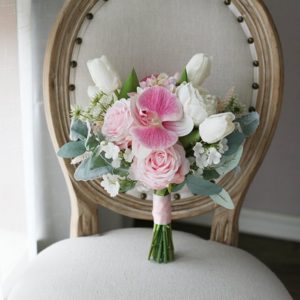 Real touch Tulip Phalaenopsis Roses, Silk Bouquet