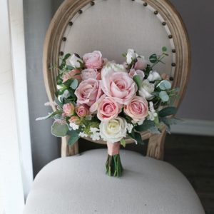 Elegant Rusty Pink Rose Silk Flower Bouquet