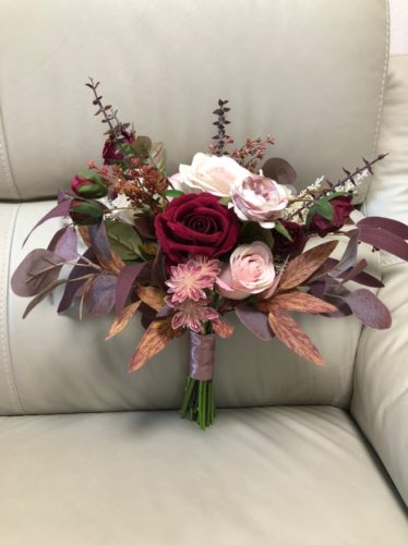 Dark Red Roses Autumn Colour Silk Flower Bouquet photo review