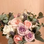 Light Blue Purple, Pink Roses Silk Flower Bouquet photo review