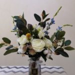 White Roses, Daisy, Blue Larkspur Blue Flowers photo review