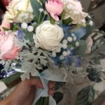 Light Blue Pink Roses Silk Flower Bouquet photo review