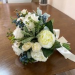 Elegant Pure White Roses & Berry Silk Flower Bouquet photo review