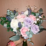 Light Blue Purple, Pink Roses Silk Flower Bouquet photo review