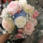 Light Blue Pink Roses Silk Flower Bouquet photo review