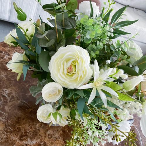 Natural Ivory Garden Roses, Peonies Greenery Bouquet photo review