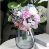 Purple Blue, Peony  Rose Silk Bouquet C43 - Image 4