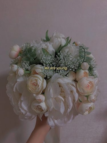 British Style Ivory Peony Rose Silk Bouquet C81 photo review