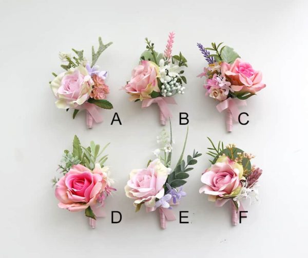 Pink Roses, Wild Blooms Greenery Buttonholes, Corsages - Image 2