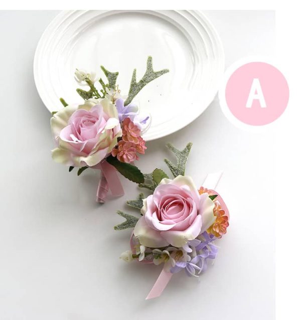 Pink Roses, Wild Blooms Greenery Buttonholes, Corsages - Image 3