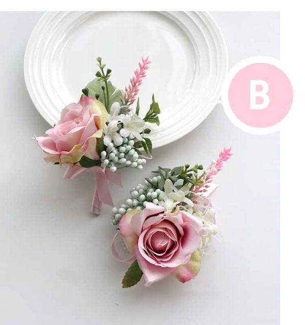 Pink Roses, Wild Blooms Greenery Buttonholes, Corsages - Image 7