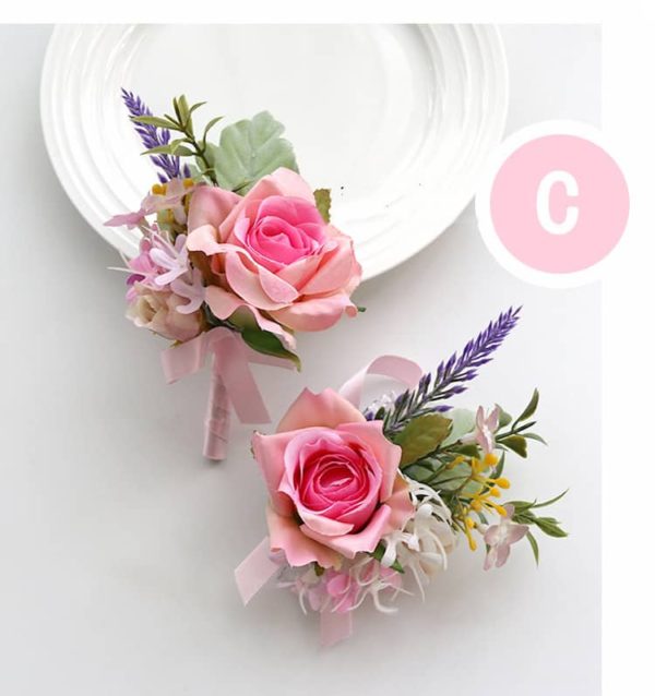 Pink Roses, Wild Blooms Greenery Buttonholes, Corsages - Image 9