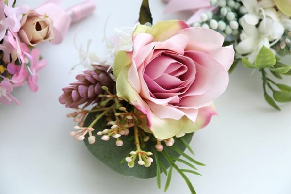 Pink Roses, Wild Blooms Greenery Buttonholes, Corsages - Image 19