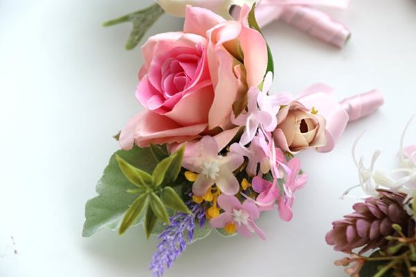 Pink Roses, Wild Blooms Greenery Buttonholes, Corsages - Image 10