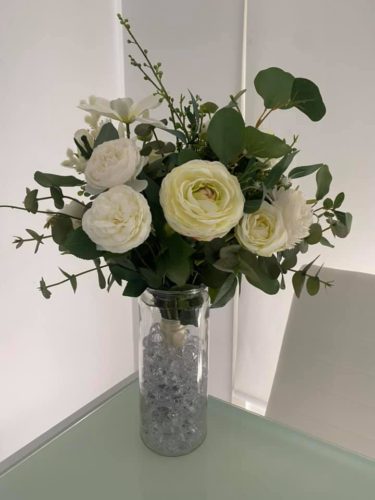 Natural Ivory Garden Roses, Peonies Greenery Bouquet photo review