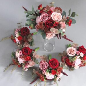 Blush & Burgundy Rose Bridal Bouquet