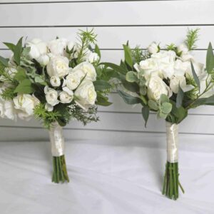 Natural Ivory Garden Roses, Eucalyptus Greenery Bouquet