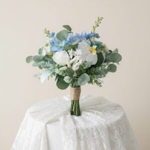 Blue Whisper Orchid & Rose Bridal Bouquet