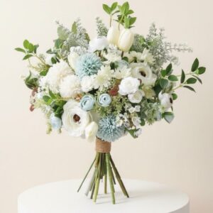 French-style White Blue Mixed Blooms bouquets