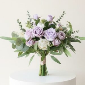 Light purple Roses Silk Flower Bouquet