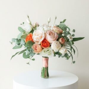 Orange Roses Silk Flower Bouquet