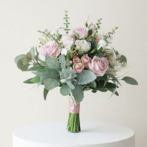 Blush Pink Rose & Eucalyptus Bridal Bouquet