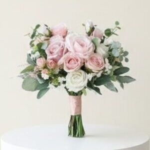 Elegant Rusty Pink Rose Silk Flower Bouquet