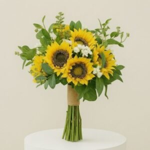 Sunflower and White Bloom Bridal Bouquet