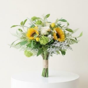 Forest Yellow-green Sunflower Silk Bridal Bouquet