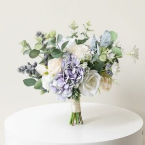 Lilac Hydrangea & Ivory Rose Bridal Bouquet