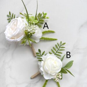Classic White Rose Groom & Groomsmen & Wristband