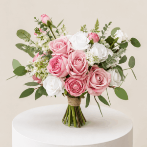 Blush Pink Rose & Eucalyptus Bridal Bouquet
